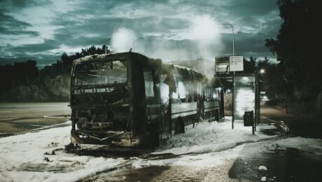 burnt out bus
