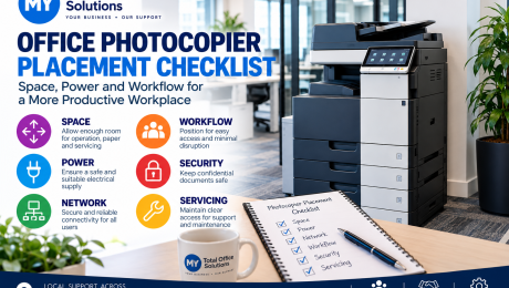 Office Photocopier Placement Checklist Office photocopier placement checklist covering space, power, network, workflow, security and servicing